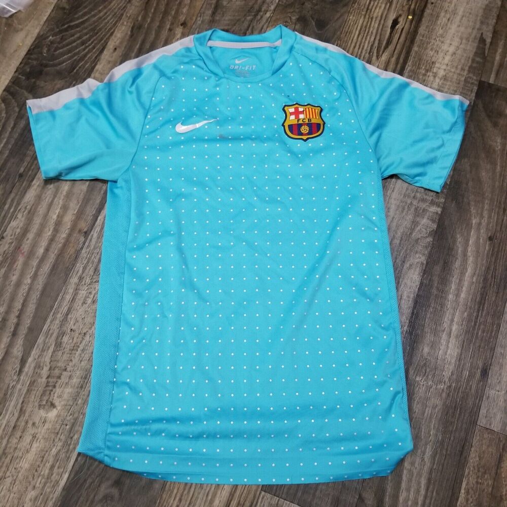 Authentic Nike FC Barcelona FCB Football Soccer Jersey Size Small Stained Dotted